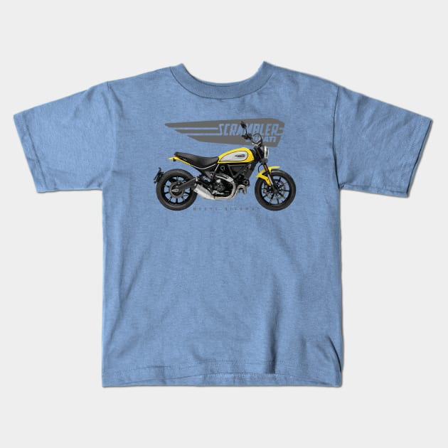 Ducati Scrambler Icon 19 yellow, sl Kids T-Shirt by MessyHighway